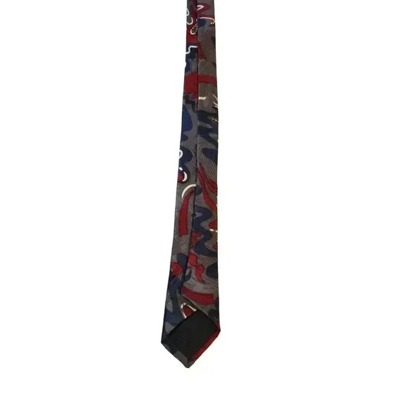 SURREY Luxury Abstract Pattern Red Blue Gray Tie Necktie Business Church Work - Picture 8 of 11
